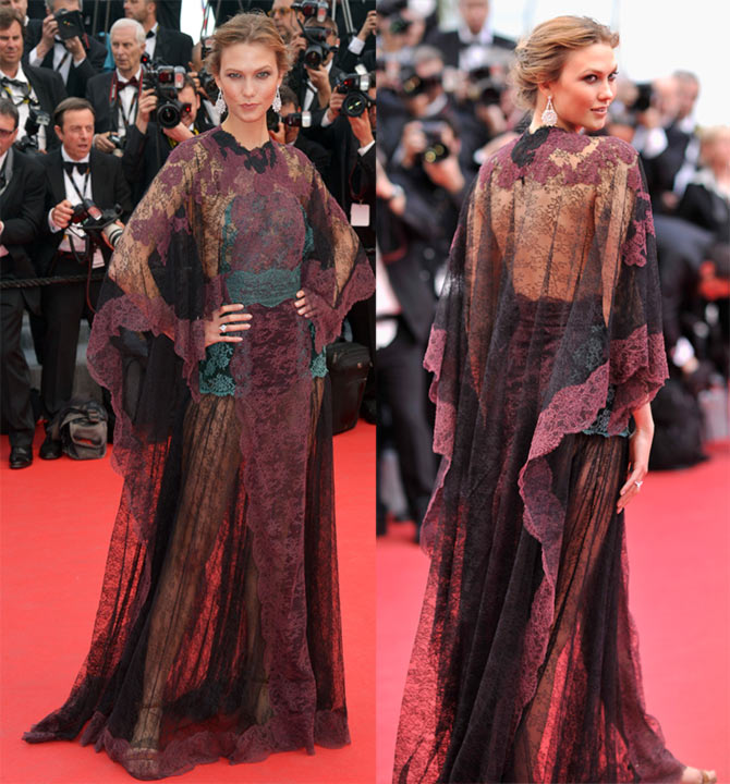 Karlie Kloss attends the opening ceremony and the Grace of Monaco premiere during the 67th Annual Cannes Film Festival.