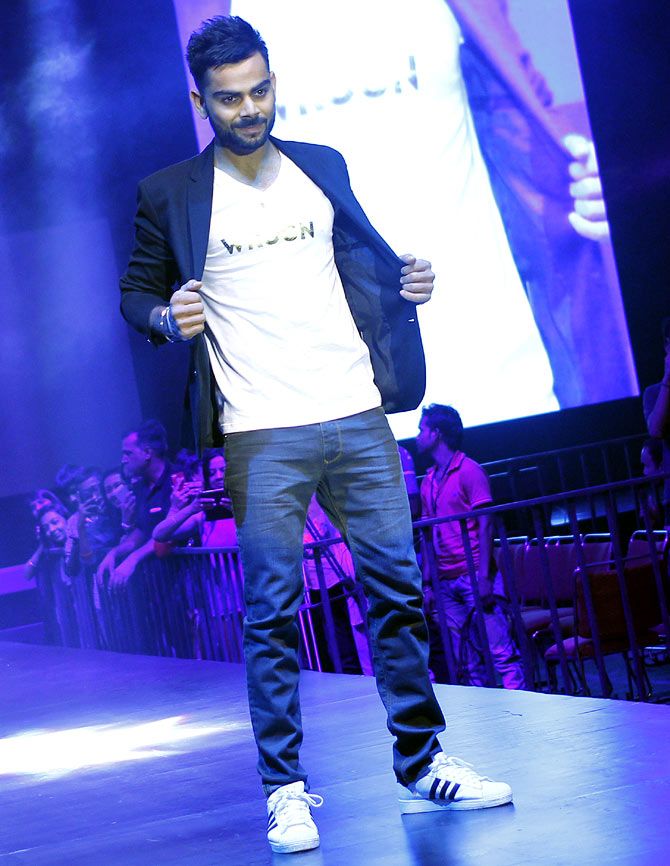 Virat Kohli made his debut on the runway at the launch of his fashion line -- WROGN -- in November 2014