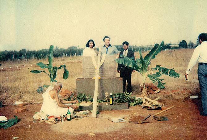 Kiran at Biocon's foundation stone laying ceremony