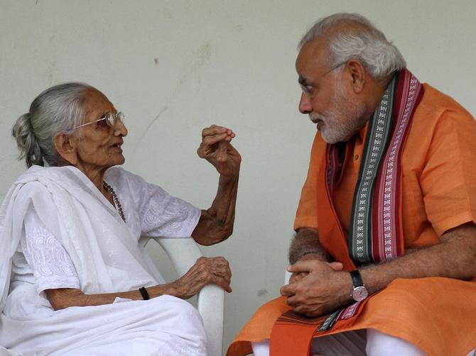 Heeraben Modi with Narendra Modi