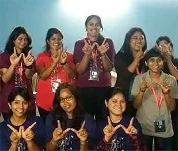 Apoorva Giri, third from top left with her team