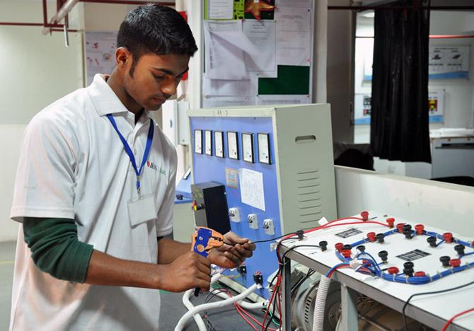 A student engages in a skill training course