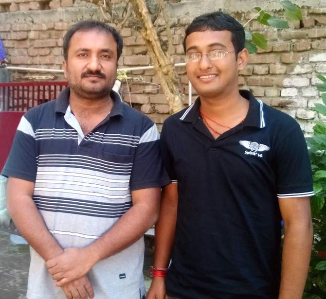 Shubham Kumar, right, with Anand Kumar