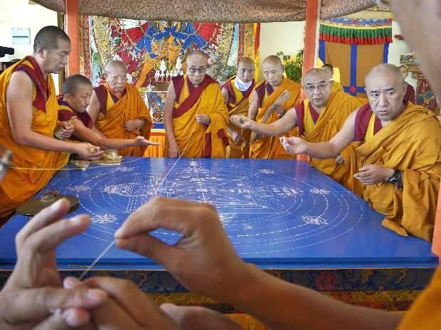 Preparing the Mandala during Kalchakra in Ladakh, 2014.