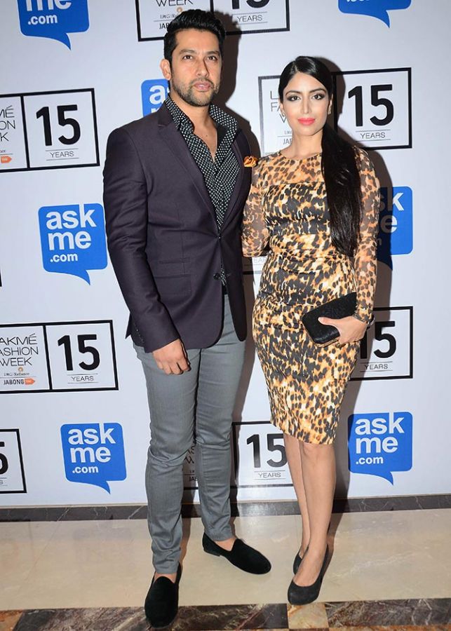 Aftab Shivdasani with wife Nin Dusanj at the Lakme Fashion week