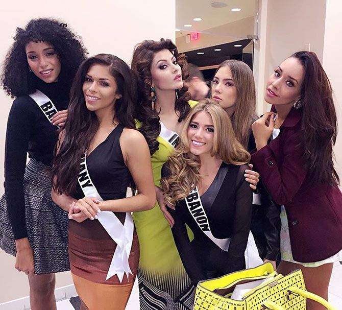 Urvashi Rautela with other Miss Universe 2015 contestants