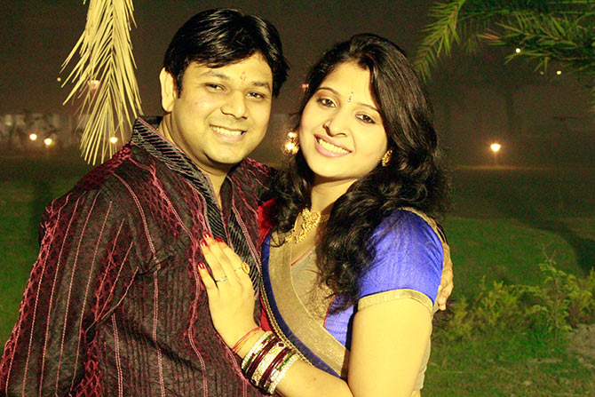 Akash Sharma with his wife Mamta