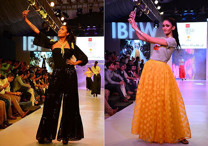 Models click selfies at India Beach Fashion Week