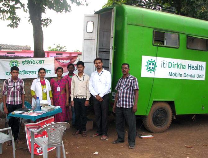 Preeti with her team at a dental camp