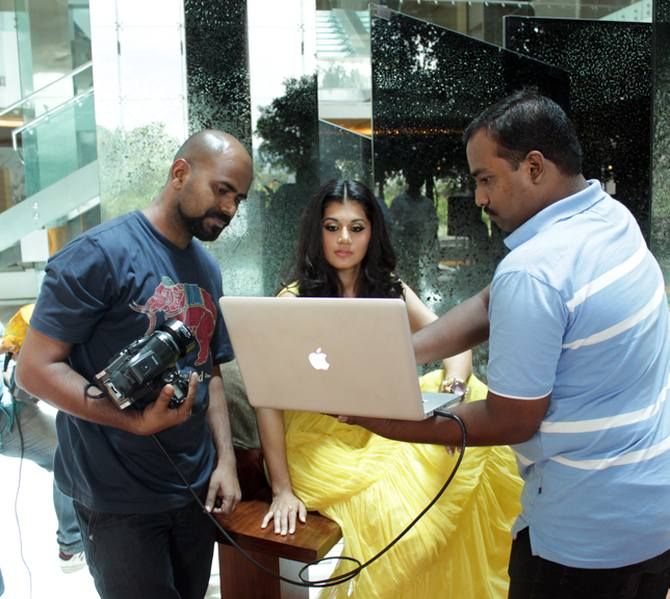 L Ramachandran in conversation between the photo shoot with Taapsee Pannu for <em>Southscope</em> magazine