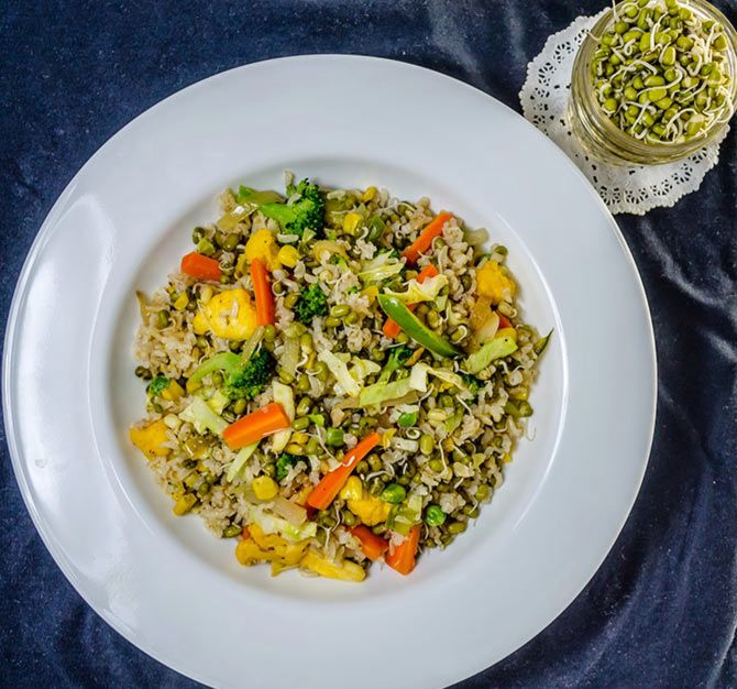 Brown Rice and Sprouts Pulao