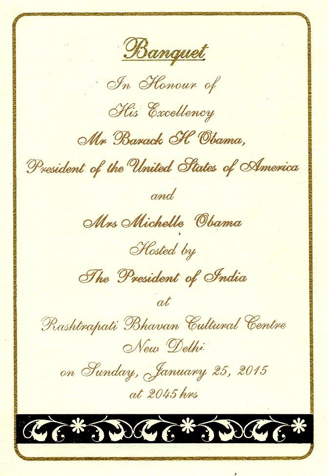 Obama Banquet Menu