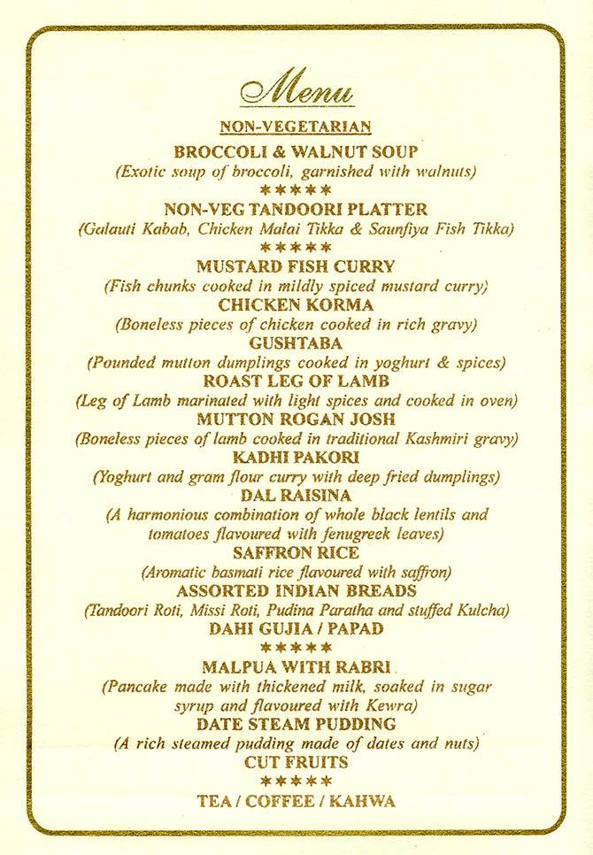 Obama's Banquet Menu