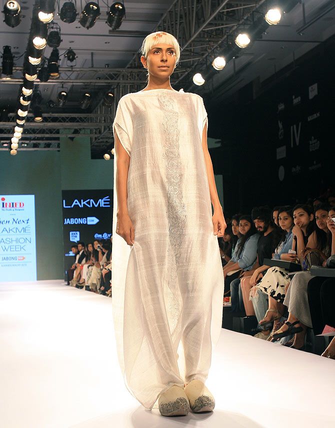 A model in a Priyanka Ella creation at Lakme Fashion Week.