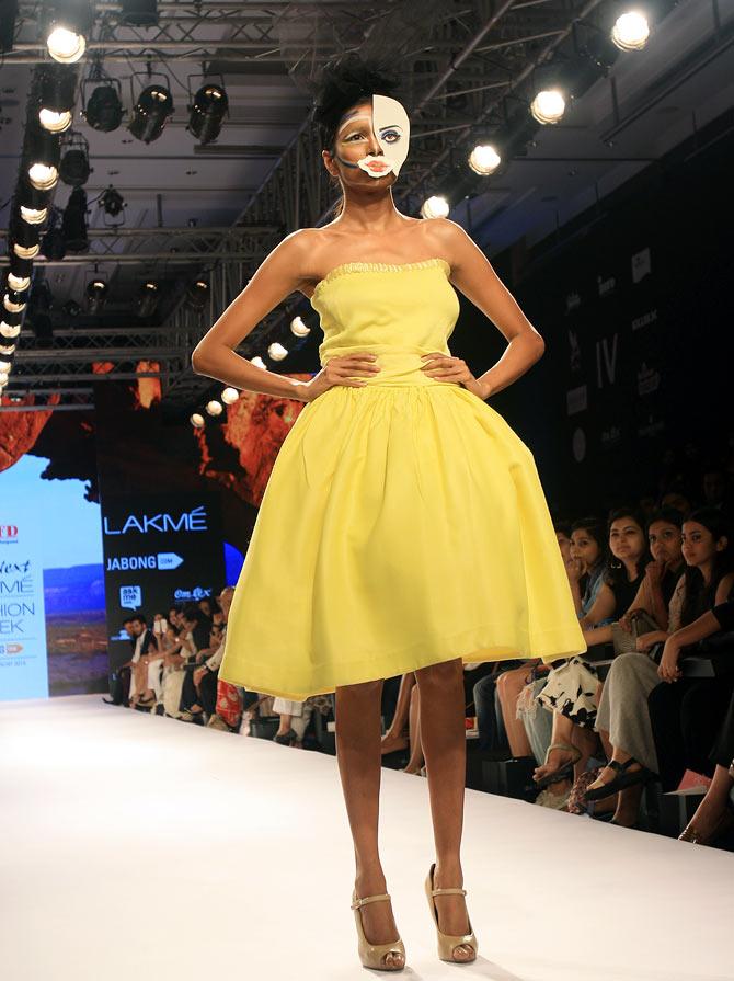 A model in an Ankit Carpenter creation at Lakme Fashion Week.