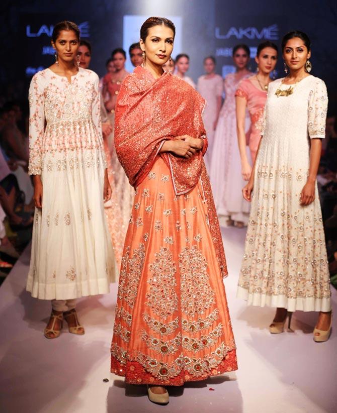 A model in a Soumitra Mondal creation.