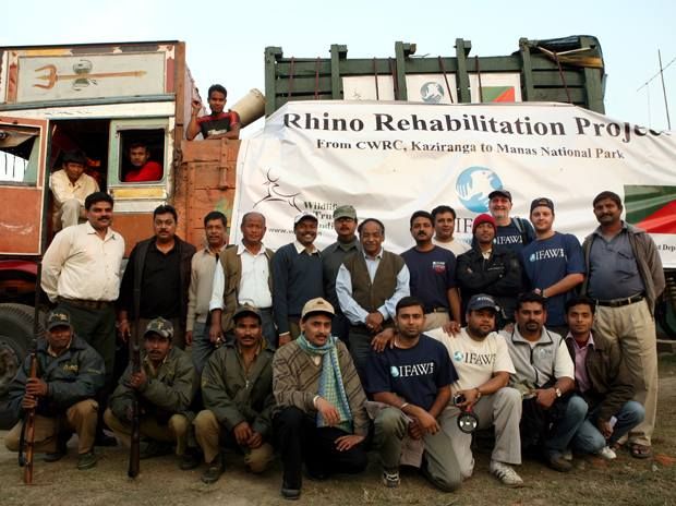 Crew that executed rehabilitation, transportation and release of rhinos from CWRC to Manas National Park