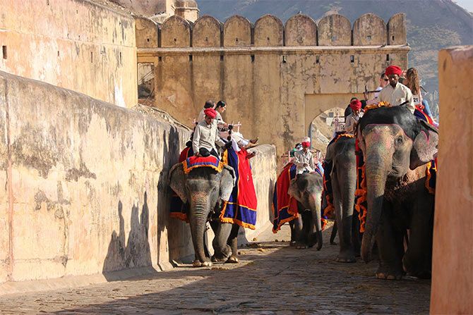 Elephant ride at Amber Fort, Jaipur.