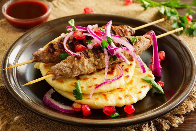 Kebab of Lamb with Indian flat bread