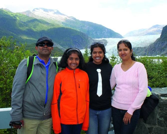 Swetha, second from right, with her family.