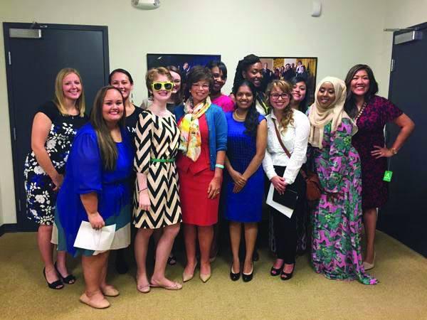 Swetha Prabakaran, first row third from right, and the other Champions of Change with Valerie Jarett, first row third from left, senior adviser to President Barack Obama and chair of the White House Council on Women and Girls.