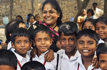 Geeta Sridhar with the kids