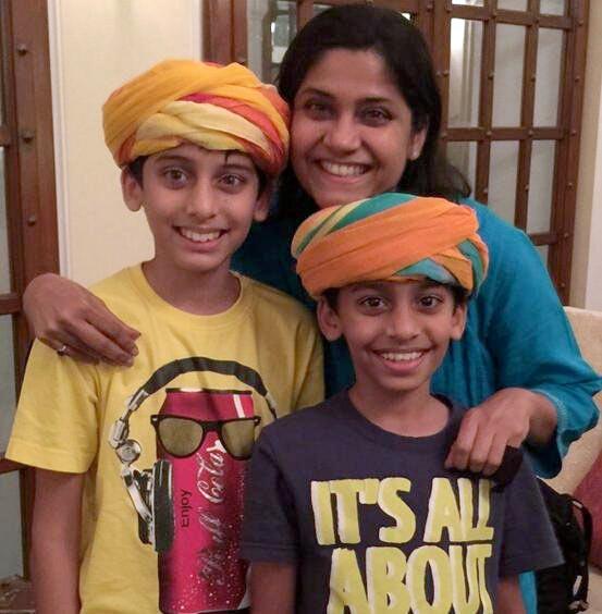 Renuka Shahane with sons Shauryaman and Satyendra