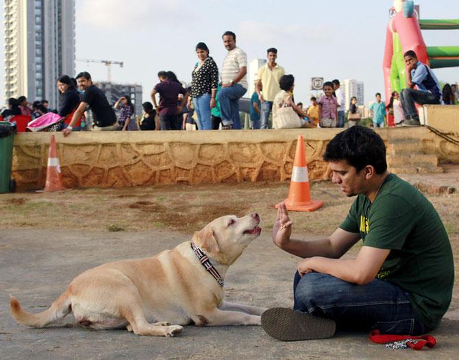 A dog lover with his pet