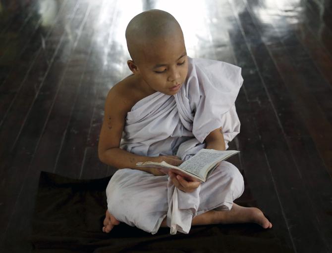 child reading a book