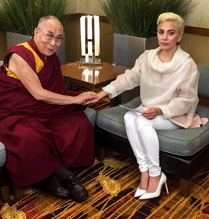 Lady Gaga with the Dalai Lama