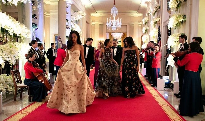 Arriving for the State Dinner