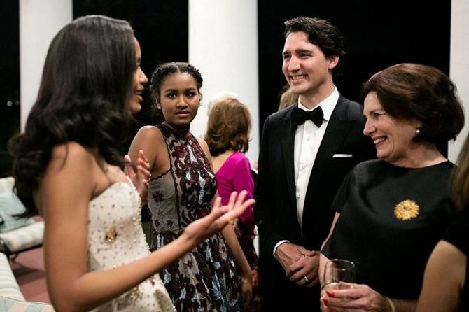 Malia and Sasha with the Trudeaus