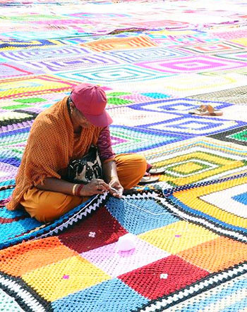 In pics: World's largest crochet blanket - Rediff.com
