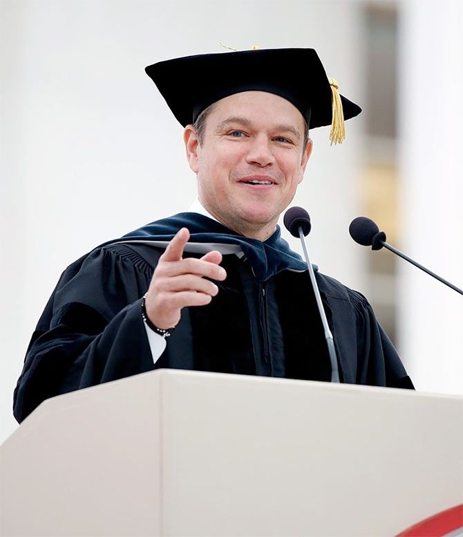 Matt Damon at MIT's graduation ceremony