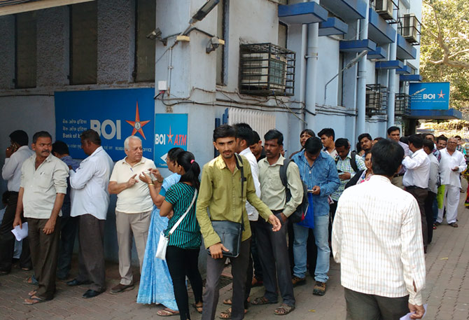 The queues were longer outside PSU banks as compared to private banks, which were better organised
