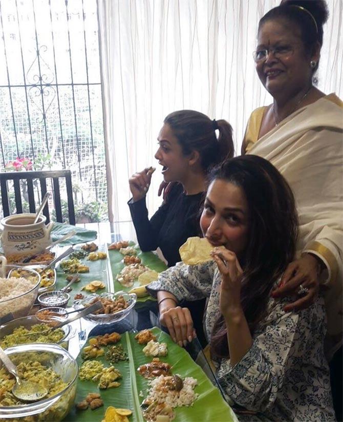 Onam Sadhya with Malaika Arora Khan and Amrita Arora