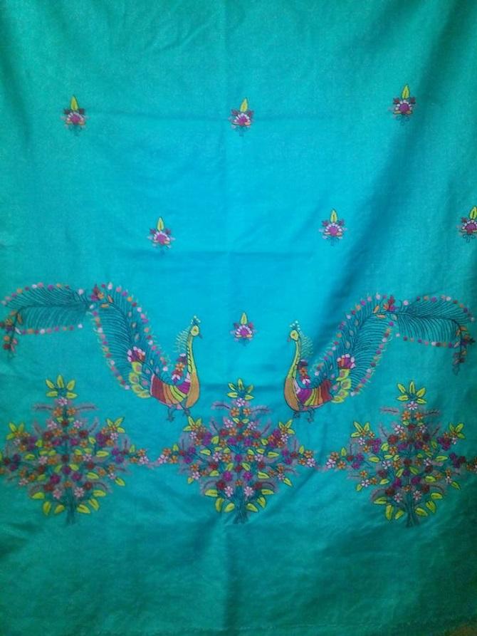 Hand embroidered Kashmiri shawl