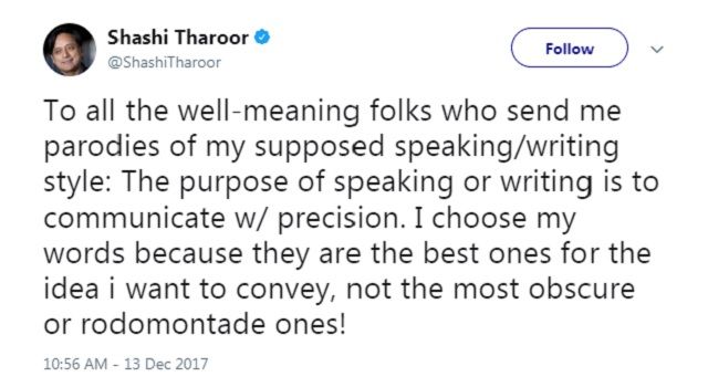 Shashi Tharoor words rodomontade