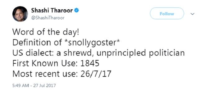 Shashi Tharoor words snollygaster