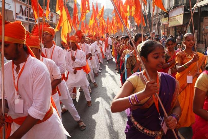 gudi padwa celebrations at girgaum, mumbai