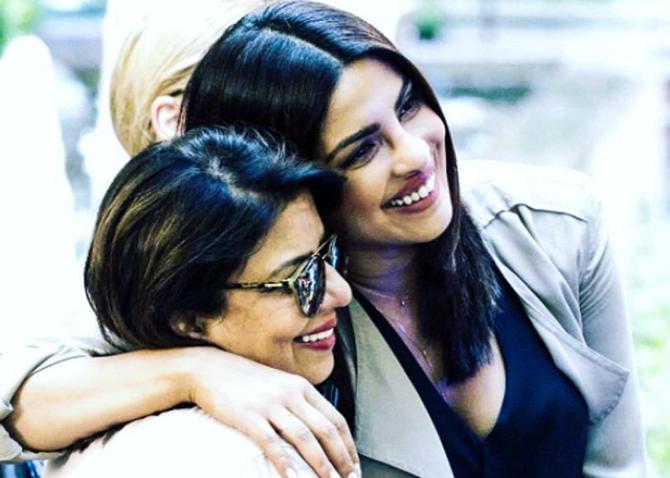 Priyanka Chopra with her mom Madhu Chopra