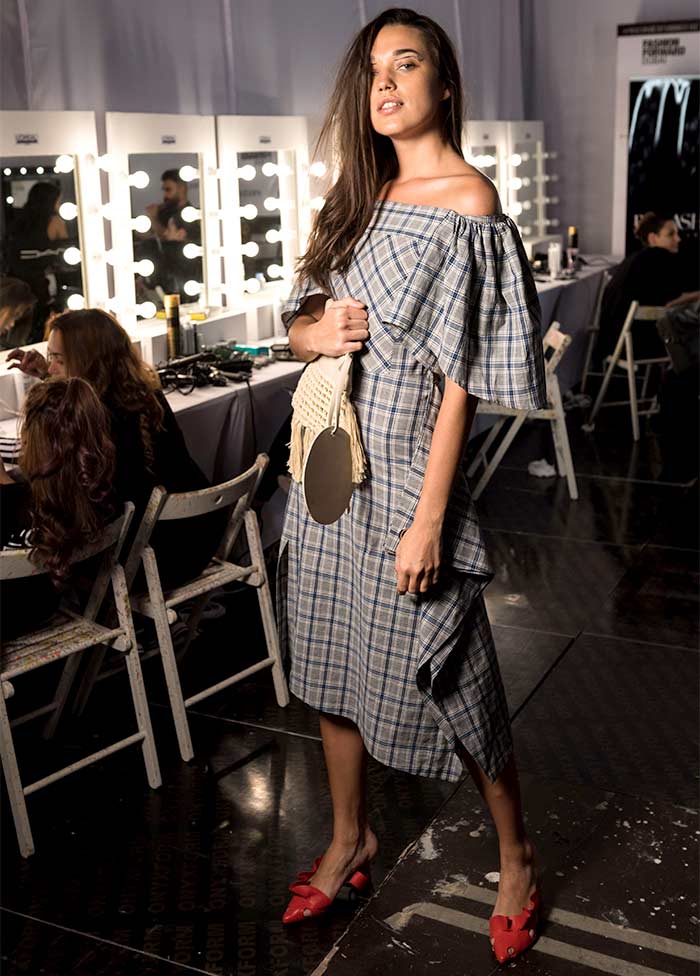 Backstage at fashion week