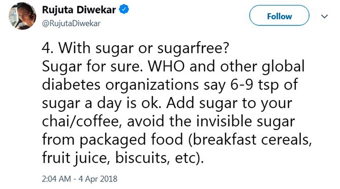 Rujuta Diwekar's health tips