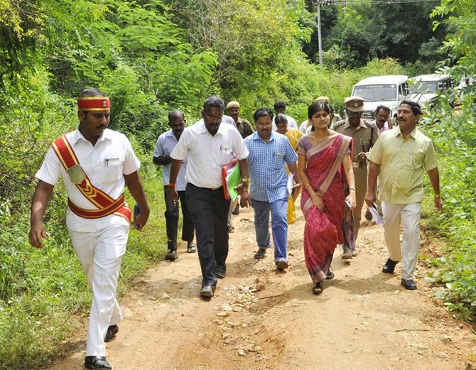 Walking to a village without roads.