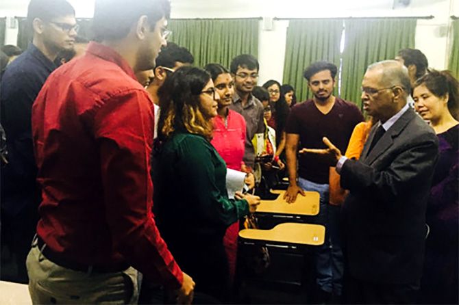 Narayan Murthy interacts with students of Asian College of Journalism