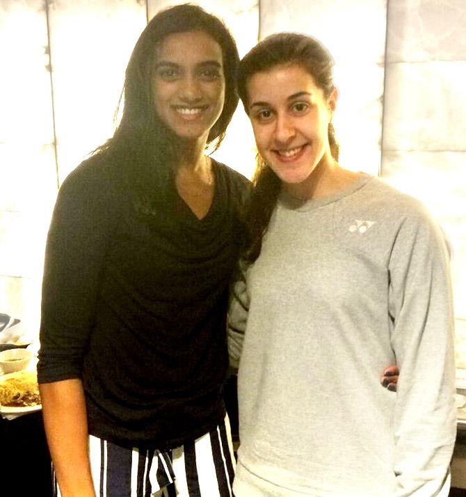 Sindhu with Carolina Marin