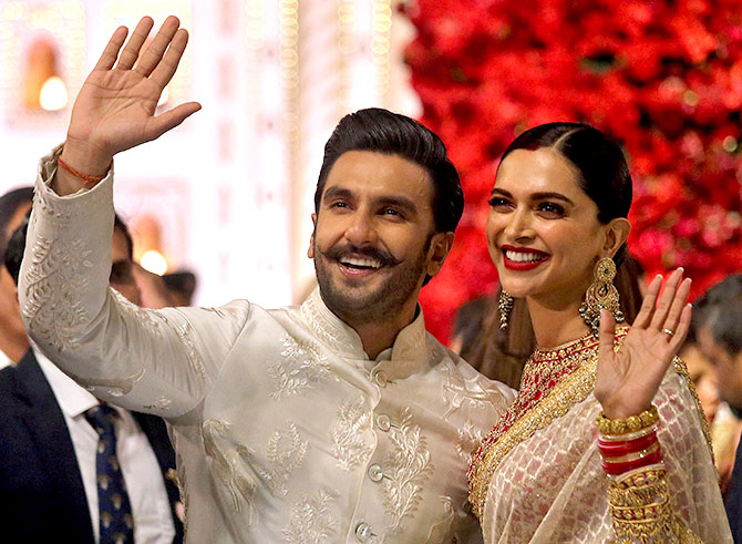 Ranveer Singh and Deepika Padukone are all smiles for the cameras
