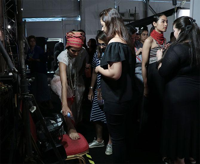 backstage at lakme fashion week