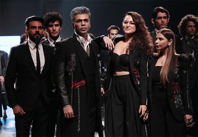 Karan Johar, Sonakshi Sinha - Falguni and Shane Peacock Lakme Fashion Week