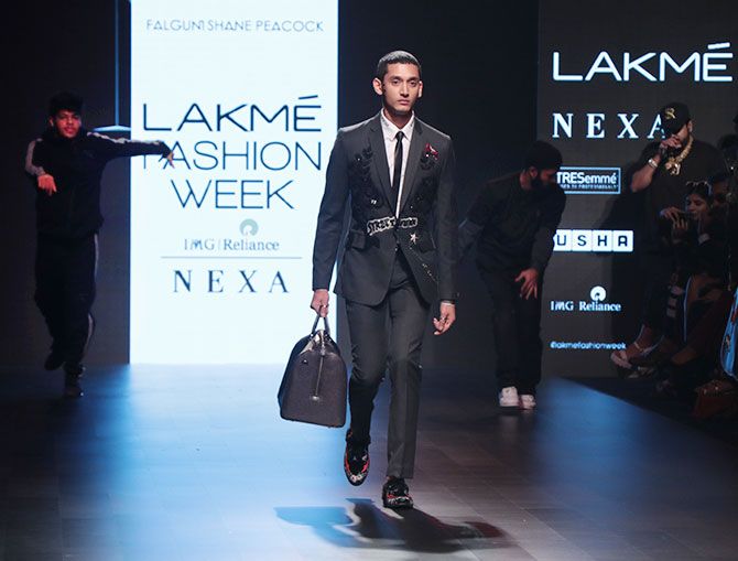 A model in falguni and shane peacock collection at lakme fashion week